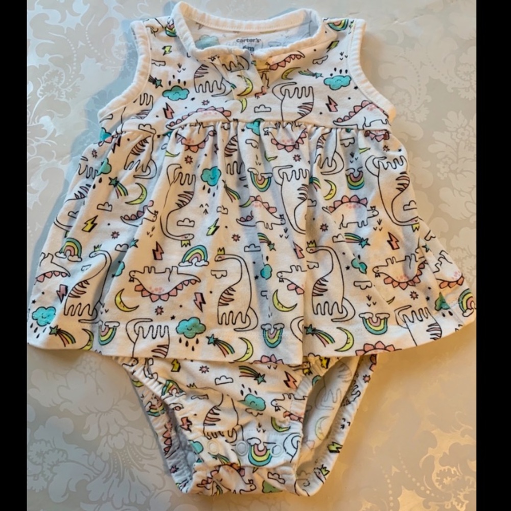 Baby girls adorable onesie dress, size 6 months